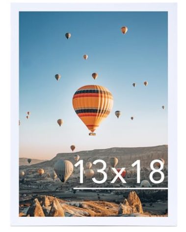 JCJMY 13x18 Picture Frame White for Photo and Poster, Horizontal and Vertical Formats for Wall Hanging, 13 x 18 Wall Gallery Frame