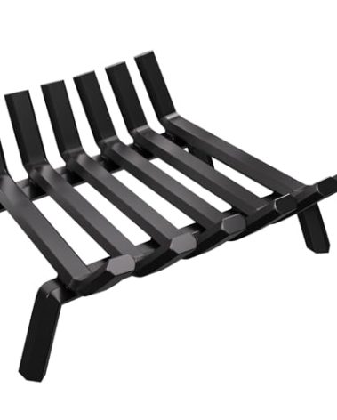 AMAGABELI GARDEN & HOME Fireplace Log Grate 17 inch Wrought Iron Fire Grates Firewood Log Burning Rack Log Holder Heavy Duty Solid Steel Chimney Hearth for Outdoor Kindling Tools Firepit Wood Stove