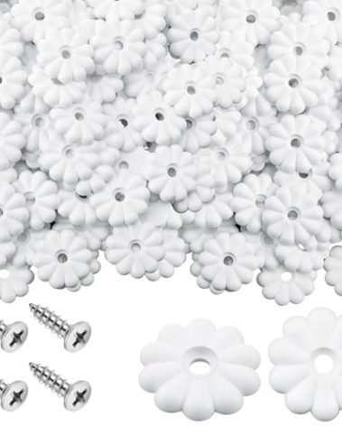 CroBlissful 30 Pack Rosette Washers with Screws, Mobile Home/RV Ceiling Rosette Buttons, Diameter 1-1/8 Inch Decorative Washers (White)