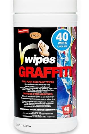 V-Wipes Graffiti Remover Wipes – Pre-Moistened Towels for Paint, Ink & Marker Removal – Non-Toxic, Biodegradable, Non-Scratching, Quick Clean-Up (Pack of 1)