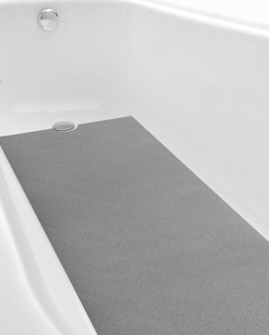 Dunzoom 16" x 40" Non Slip Bathtub Mat with Drain Cut Out Anti Slipping Non Skid Safe Tub Mat Adhesive Peel and Stick Bath Tub Mat PEVA Tub Sticker for Shower Floor Boat Wet Areas(Gray)