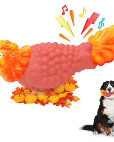 WinTour Tough Dog Toys for Aggressive Chewers, Dog Chew Toys for Large Dogs, Turkey Indestructible Squeaky Dogs Toy to Keep Them Busy