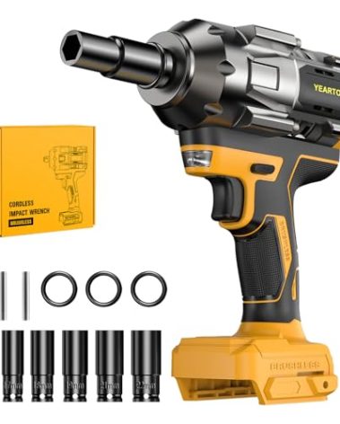 Cordless Impact Wrench 1/2 inch for Dewalt 20V Battery, 900FT-LBS(1200N.m) Driver Brushless, High Torque with 6 Pcs Sockets & Gift Box (No Battery)