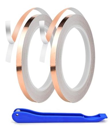 7/32 Inch Silver Backed Copper Foil for Stained Glass, 1.5 Mil Thick, 36 Yards 2 Rolls, with Copper Foil Hand Foiler