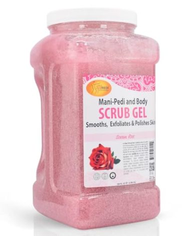 SPA REDI – Sensual Rose Pumice Scrub Gel, Exfoliating, Hydrating & Nourishing, Infused with Hyaluronic Acid, Amino Acids, Panthenol and Comfrey Extract for Glowy Smooth Skin – 128oz Gallon