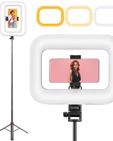Phone Ring Light with 80" Tall Tripod Stand Built-in 8000mAh Battery Handheld Smartphone Photo Selfie Video Rig Lights 2700K-6500K for Tiktok, YouTube, Video Recording, Filmmaking, Vloging