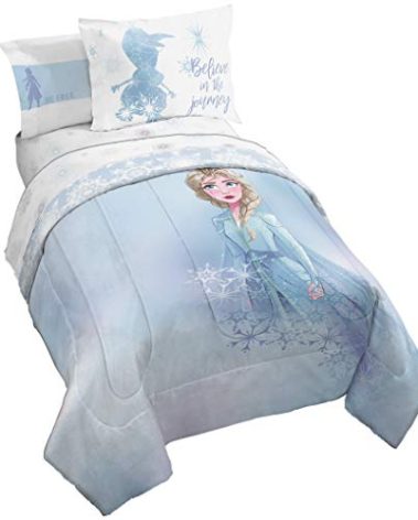 Disney Frozen 2 Elsa Color Block 7 Piece Full Bed Set - Includes Reversible Comforter & Sheet Set Bedding - Super Soft Fade Resistant Microfiber - (Official Disney Product)