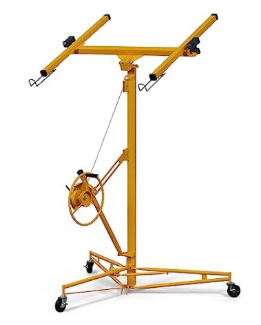 16 ft Drywall Lift,Drywall Rolling Lifter Panel,150 LBS Heavy Duty Sheetrock Lift Drywall Lifter,Drywall Lift Panel Hoist Jack with 360° Adjustable Telescopic Arm & 3 Lockable Wheels
