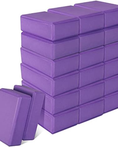 20 Pcs Yoga Blocks Bulk Eva Foam Exercise Brick Purple Non Slip Gymnastic Soft High Density Dance for Girls Women Toning Meditation Stretching Yoga Pilates Accessories