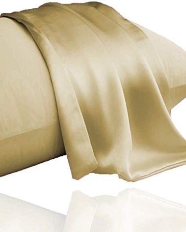 Copper Pillowcase with 100% Copper Oxide Fiber, Prevents Crow's Feet, Forehead Wrinkles, Fine Lines & Hair Smooth, Silk Like Soft Pillow Cover for Mum Daughter Girlfriend (18.5 in × 27.5 in) (2 pcs)