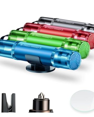 COFSODI Emergency Car Window Breaker, Car Spring Loaded Window Punch, Essential Window Punching Seatbelt Cutter for Driving a Car (4, SGPCQ-Black+Blue+Green+Red)