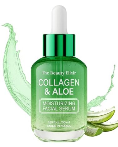 The Beauty Elixir Aloe & Collagen Serum For Face - Dermatologist Tested, Anti-Aging, Ultra Hydrating Aloe Vera Gel For Face - Natural Ingredients, Clean Beauty, Cruelty-Free Korean Skin Care - 1.69 oz