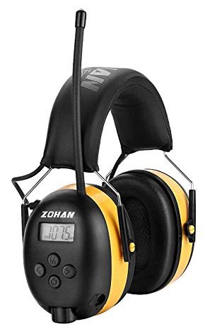 ZOHAN EM042 AM/FM Radio Headphone with Digital Display,Ear Protection Noise Reduction Safety Ear Muffs,Ultra Comfortable Hearing Protector for Lawn Mowing and Landscaping - Yellow