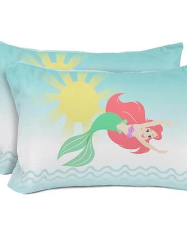 Sunny Side Up Disney The Little Mermaid 2 Pack Reversible Pillowcases - Double Sided Pillow Covers, Kids Super Soft Airel Bedding