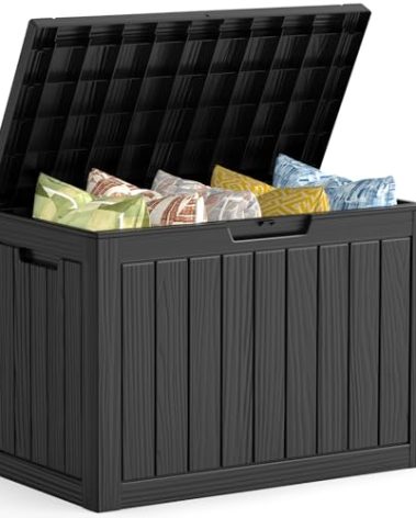 Mars Villa 45 Gallon Outdoor Storage Box, Resin Deck Box Waterproof, Storage Chest for Outside Patio Furniture Cushions, Pool Supplies, Garden Tools, UV Resistant and Weatherproof