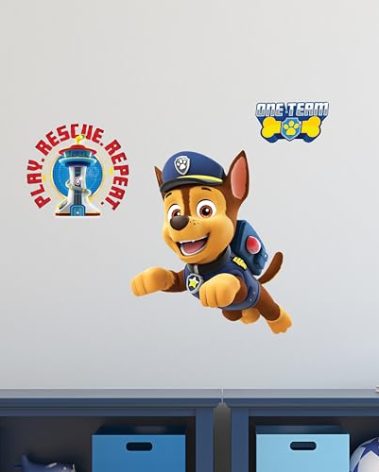 Paw Patrol Chase Wall Decal - Large 14" Vinyl Wall Sticker Bedroom Decorations - Paw Patrol Room Decor Peel and Stick