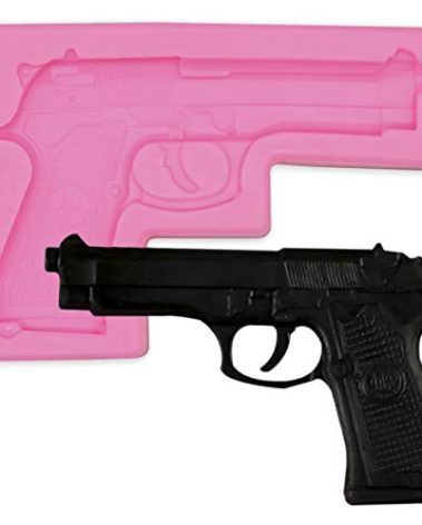 HengKe 2 Pcs Gun Pistol Silicone Molds, 3D Soft Gun For Pan Muffin,Impression Mats Baroque Fondant,Pudding,Chocolate,Ice Cube, Cookie Pastry Pies,Cake Cupcake Decoration, Polymer Clay