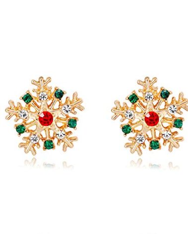 Kercisbeauty Christmas Snowflake Earrings Rhinestones Crystal Studs Women Christmas Jewelry Xmas Party Accessory