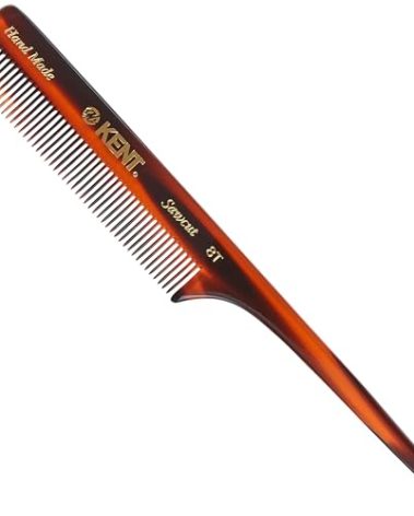 Kent 8T Rat Tail Combs Teasing Comb for Hair Styling and Sectioning, Handmade Fine Tooth Comb Parting Combs for Braiding Hair and Styling for Women, Saw Cut and Hand Polished, Made in England