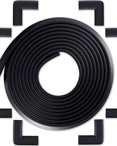 Bébé Earth Baby Proofing Edge and Corner Guard Protector Set for Back to School, 20 Feet Edges & 8 Foam Corners, Furniture and Tables Child Baby Proof Bumpers, Pre-Taped Corner Cushions - Onyx Black