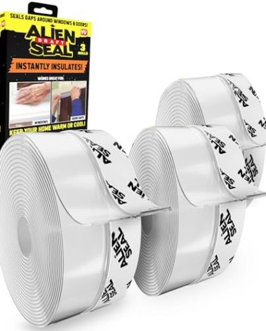 Alien Draft Seal Set of 49 Feet Anti-Draft Adhesive and Flexible Flap to Seal Gaps Around Doors and Windows As Seen On TV
