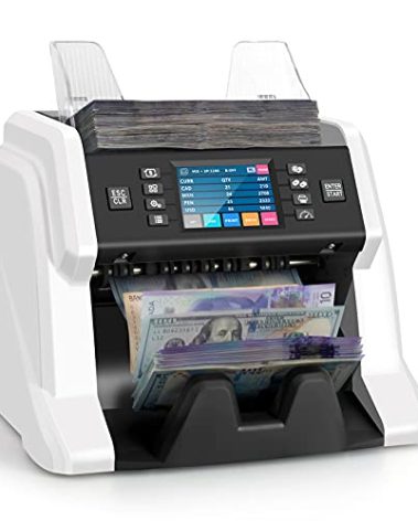 RIBAO BC-55 Premium Bank Grade Money Counter Machine Multi Currency Mixed Denomination Bill Cash Value Counter 2 CIS/UV/MG/MT/IR Serial Number Recording FCC Approved