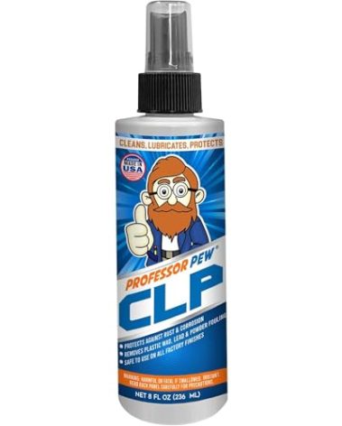 BRAVOBELT Professor Pew CLP - Gun Oil and Cleaner | Gun Rust Remover | Degreaser for pistols, rifles, tools, and shotguns - 8 oz bottle