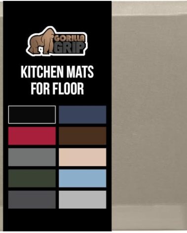 GORILLA GRIP Comfortable Cushioned Kitchen Mats for Floor, 39x20, Waterproof and Stain Resistant Soft Top, 3/4 Inch Thick Ergonomic Standing Desk Anti Fatigue Mat, Foam Supports Ankles and Feet, Taupe