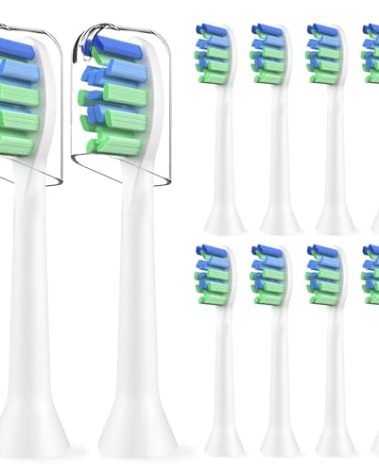 Replacement Brush Heads Compatible with 7am2m AM101/AM105 Sonic Electric Toothbrush - Medium Bristles Toothbrush Refills Compatible with 7am 2m, 10 Count, White