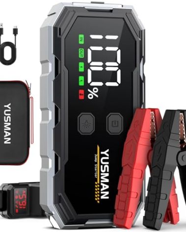 Car Jump Starter, 6000A 12V Jump Battery Pack (8.0 Gas/6.0L Diesel), Portable Jump Starter with Display, Car Jump Starter with Extended Smart Cables, Quick Charge 3.0, LED Light