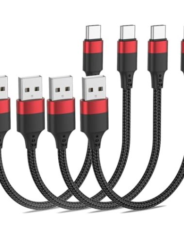 6 inch USB C Cable, Short USB to USB C Cable 4 Pack Braided USB Type C Charging Cable 0.5 FT Short USB C Cord for iPhone 16 15 Pro Max, Samsung Galaxy S24 S23 A35, Google Pixel 9, Moto G, Carplay