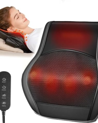 Neck and Back Massager for Pain Relief Deep Tissue with Heat, Shiatsu Shoulder Massager with Bi-Directional Rotating Head for Neck, Back, Shoulders, and Legs