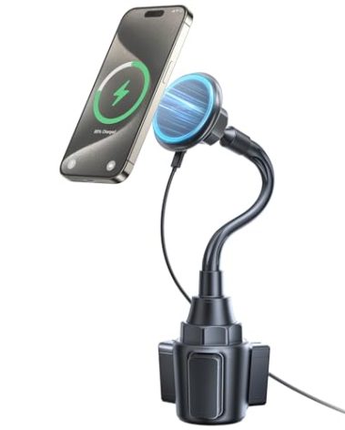 SUPERONE 2026 Upgraded for MagSafe Cup Holder Charger, MagSafe Car Mount Charger 15W Fast Charging with Adjustable Gooseneck for iPhone 17 16 15 14 13 12 Pro Max Plus Mini MagSafe Case