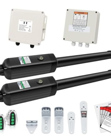 TOPENS PW502 Automatic Gate Opener for Medium Duty Dual Swing Gates Up to 16ft per Arm, Dual Swing Gate Operator AC Powered with Remote Control Kit Gate Motor Solar Compatible