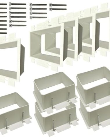 iMBAPrice BE2-5 2-Gang Electrical Box Extender, 5-Pack | UL Listed White Outlet Box Extension for Recessed Metal or Non-Metallic Electrical Boxes, Extends up to 1.5″