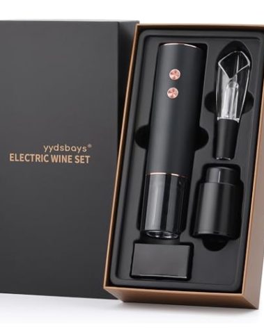 YYDSBAYS Electric Wine Bottle Opener Automatic Corkscrew Professional for Wine Lovers Luxury Gift (Gold, Set, Gift Box, Rechargeable)