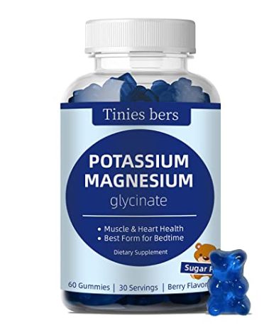 Potassium Magnesium Gummies, Potassium Gummies Sugar Free for Adults Kids, Support Leg Cramps & Muscle & Heart Health, Magnesium Glycinate Gummies Best for Bedtime, Vegan, Non-GMO, Berry Flavor, 60