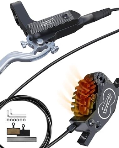 DYISLAND SD-230X MTB Hydraulic Disc Brake Set 2-Pistons/4-Pistons,Aluminum Front and Rear Two-Finger Brake levers,Brake Kit for Mountain Bike (Black/4-Pistons/Rear/Single Set)