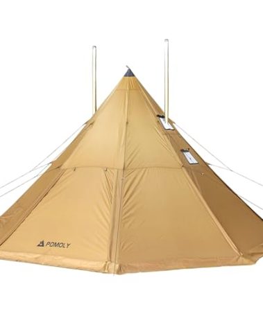 POMOLY Tipi Tent Camping Hot Tents, Bromance 70 Pyramid with 3 Stove Jacks for 2-4 Person Hiking Hunting (with Inner Tent)