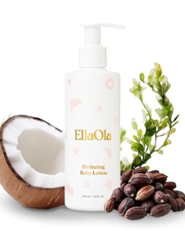 ELLAOLA Soothing Baby Lotion for Dry, Eczema Prone & Sensitive Skin with Jojoba Oil + Squalane - Moisturizing, Nourishing Lotion for Newborns, Babies & Kids, Fragrance Free | 7.8 fl. oz.