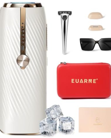 EUARNE Laser Hair Removal for Women and Men, IPL Laser Hair Removal Painless, Permanent, at-Home Use Facial Hair Removal for Women, Dual Lights, Effective in 2 Weeks, Storage Bag for Travel