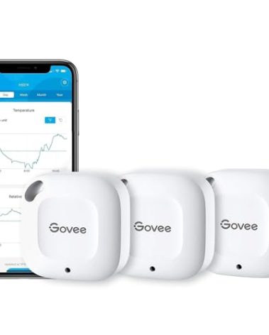 Govee Bluetooth Hygrometer Thermometer, Wireless Thermometer, Mini Humidity Sensor with Notification Alert, Data Storage and Export, 262 Feet Connecting Range, 3 Pack