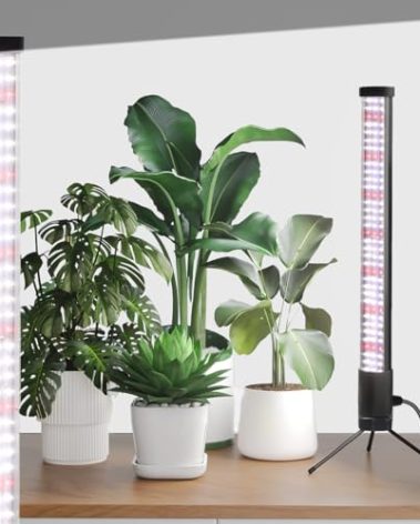 T10 Vertical Grow Light, 6000K Full Spectrum Desktop Plant Light 16.7",Hung or Stood, with 3 Modes & 5 Dimming Levels, Suitable Small & Medium Plants Indoors, Auto On Off Timing 4/8/12/18Hrs (1)