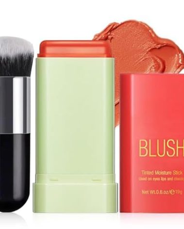 Tiejdhr Multi-Use Makeup Blush Stick Send for Makeup Brush, Waterproof & Moisturizer Beauty Tinted Solid Blush Stick, Facial Contouring Highlight & Brighten Face Stick (#02 Orange)