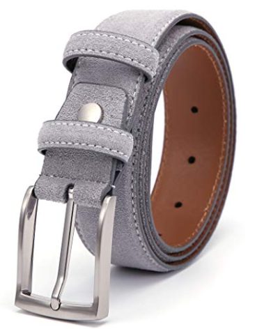 Ground Mind Extra Thickness Suede Leather Belt for Men,34,Grey