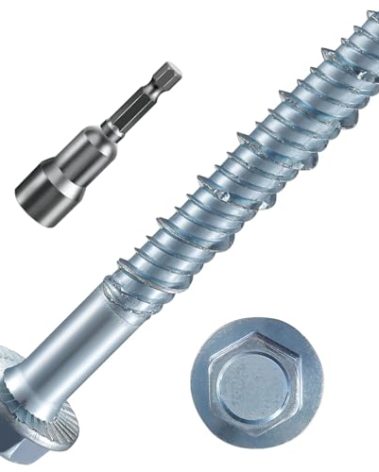 Wensilon 3/8" x 3" Zinc Plated Large Diameter Concrete Screw Actual Thickness 1/2"(12mm) for Anchoring to Masonry, Brick or Block (30 pcs)