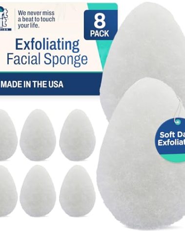 HartFelt 8ct Tear Drop Face Scrubber for Women | Reusable Facial Sponges for Daily Cleansing | Facial Exfoliating Pads for Removing Dead Skin, Dirt & Makeup | Made in USA