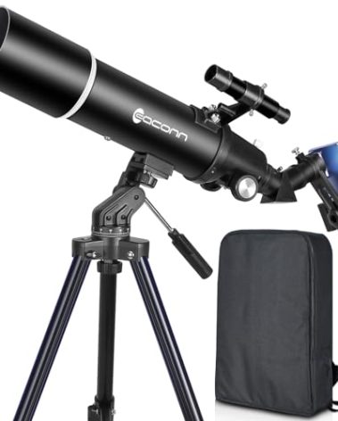 Telescopes for Adults Astronomy, 80mm Aperture 600mm Refractor Telescope for Kids & Beginners, Compact and Portable Travel Telescopio with Backpack