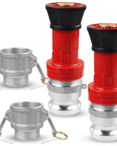 NOVINO Fire Hose Nozzle,2 inch NPSH Heavy-Duty Industrial Fire Hose Constant Flow Fog Nozzle with 2" Aluminum Camlock Fitting Coupling Equipment,2 Pack