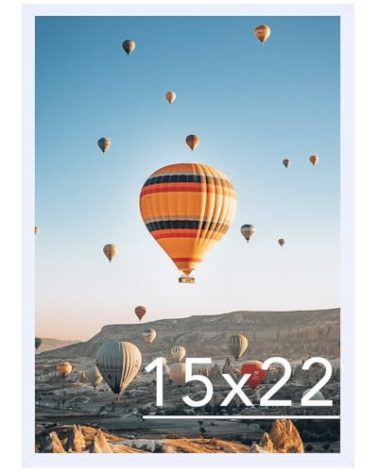 JCJMY 15x22 Picture Frame White for Poster Photo Picture, Horizontal and Vertical Formats for Wall Hanging, 15 x 22 Wall Gallery Poster Photo Frame for 15 by 22 Photos Posters, White